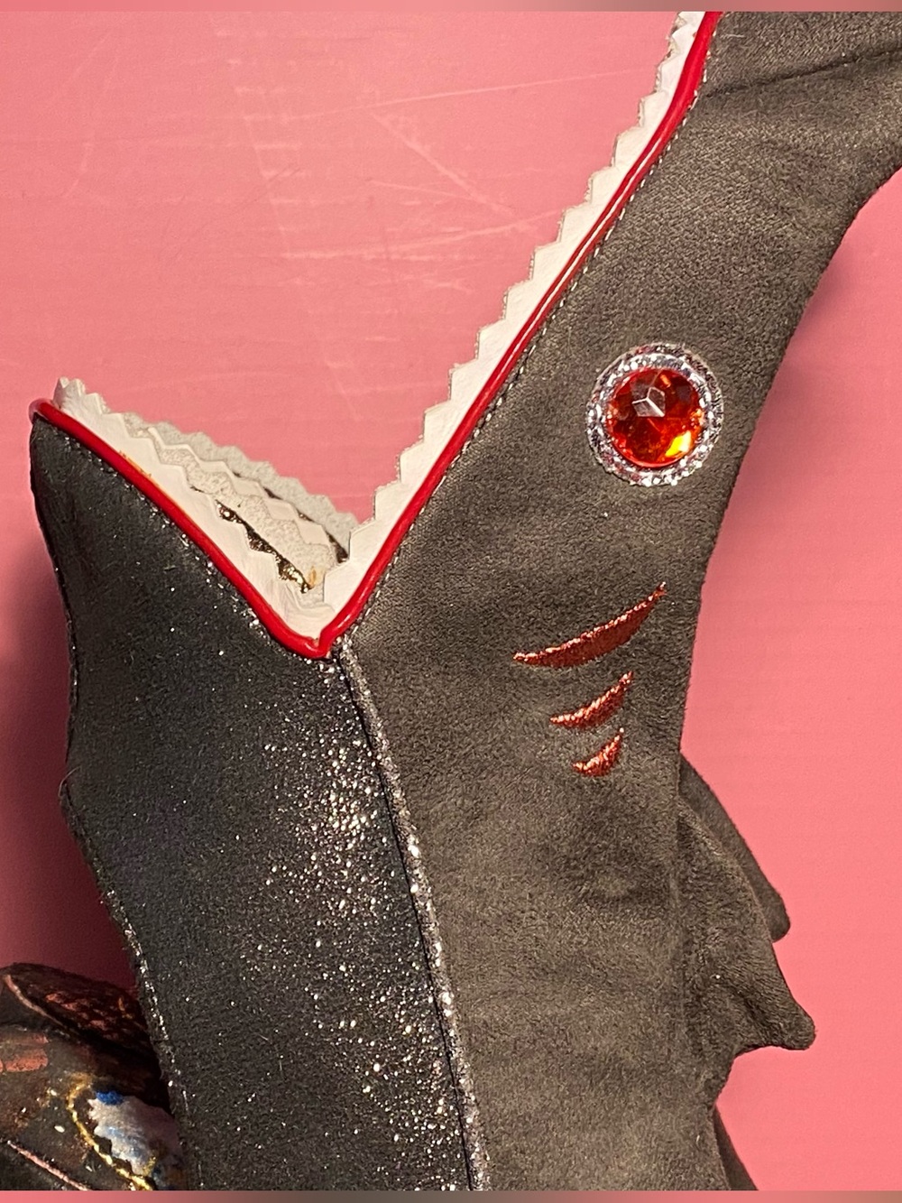 RARE Irregular Choice SHARK BITE boots,open toe,platform heels,shark face/teeth - Picture 5 of 16